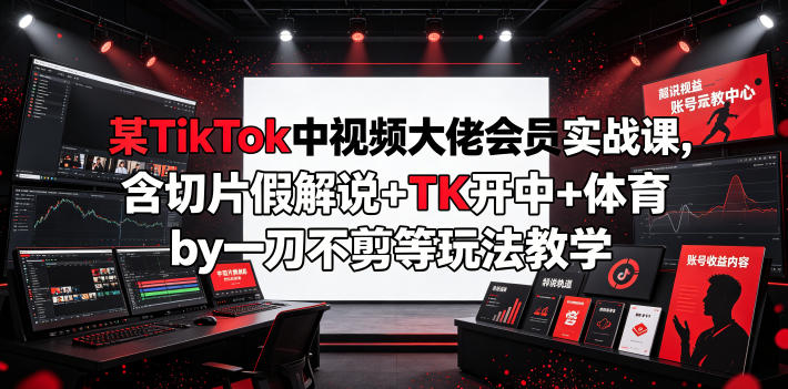 某TikTok中视频大佬会员实战课,含切片假解说+TK开中+体育by一刀不剪等玩法教学-热点1站 - 热点知汇专注网赚项目资源知识聚汇