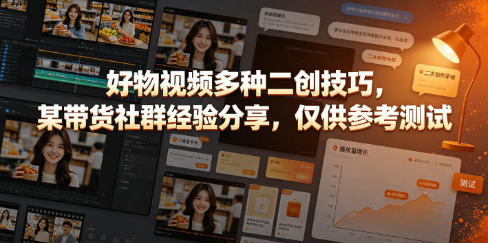 好物视频多种二创技巧,某带货社群经验分享,仅供参考测试-热点1站 - 热点知汇专注网赚项目资源知识聚汇