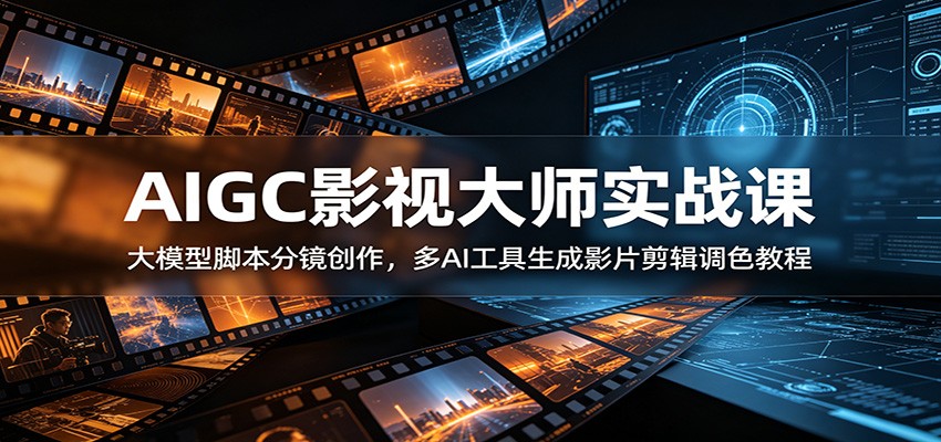 AIGC影视大师实战课:大模型脚本分镜创作,多AI工具生成影片剪辑调色教程-热点1站 - 热点知汇专注网赚项目资源知识聚汇