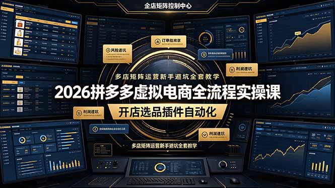 2026拼多多虚拟电商全流程实操课,开店选品插件自动化,多店矩阵运营新手避坑全套教学-热点1站 - 热点知汇专注网赚项目资源知识聚汇
