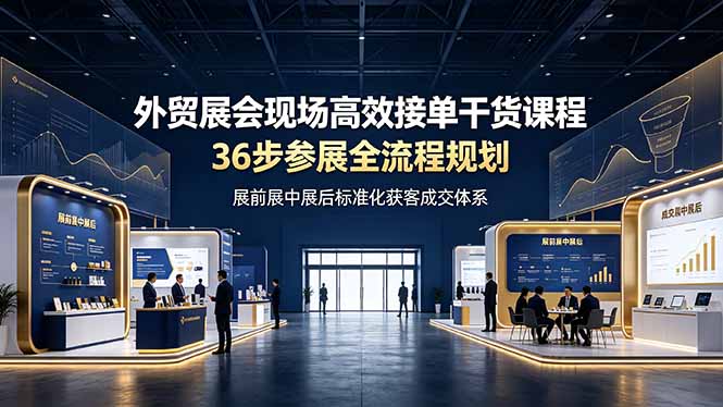 外贸展会现场高效接单干货课程,36步参展全流程规划,展前展中展后标准化获客成交体系-热点1站 - 热点知汇专注网赚项目资源知识聚汇
