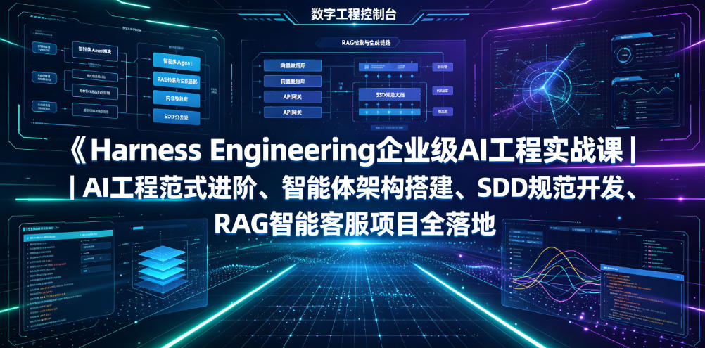 Harness Engineering企业级AI工程实战课|AI工程范式进阶、智能体架构搭建、SDD规范开发、RAG智能客服项目全落地-热点1站 - 热点知汇专注网赚项目资源知识聚汇