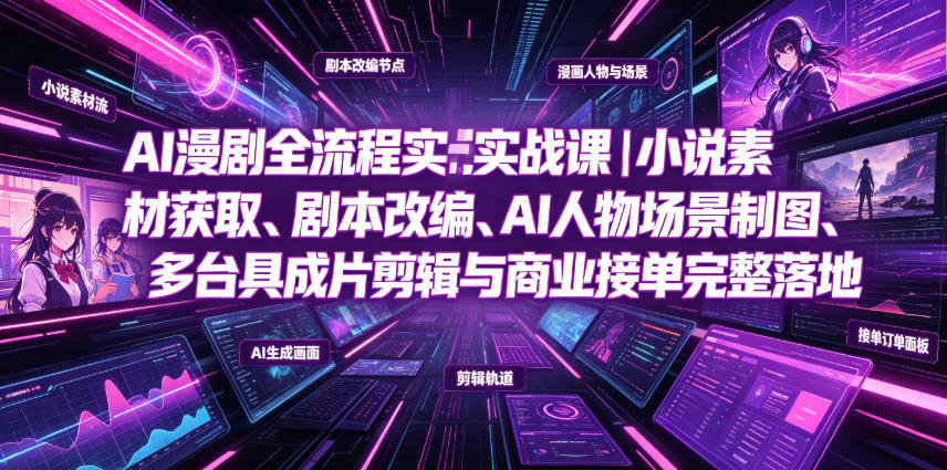 AI漫剧全流程实战课|小说素材获取、剧本改编、AI人物场景制图、多工具成片剪辑、平台付费变现与商业接单完整落地-热点1站 - 热点知汇专注网赚项目资源知识聚汇