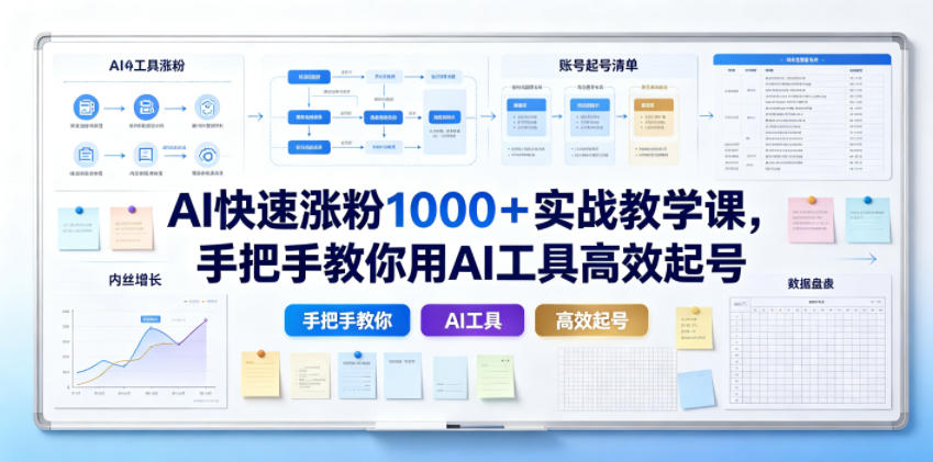 AI快速涨粉1000+实战教学课,手把手教你用AI工具高效起号-热点1站 - 热点知汇专注网赚项目资源知识聚汇