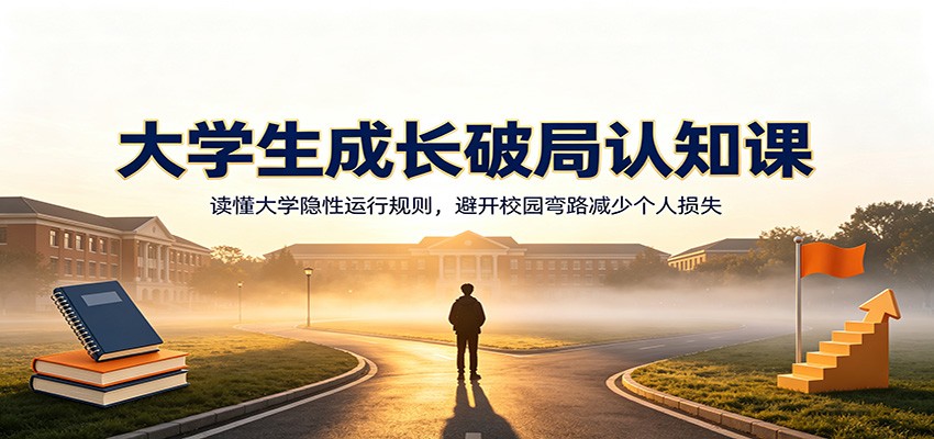 大学生成长破局认知课:读懂大学隐性运行规则,避开校园弯路减少个人损失-热点1站 - 热点知汇专注网赚项目资源知识聚汇
