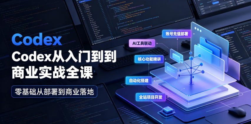 Codex从入门到商业实战全课|账号充值部署、AI工具联动、核心功能精讲、自动化搭建、全站项目开发零基础教程-热点1站 - 热点知汇专注网赚项目资源知识聚汇