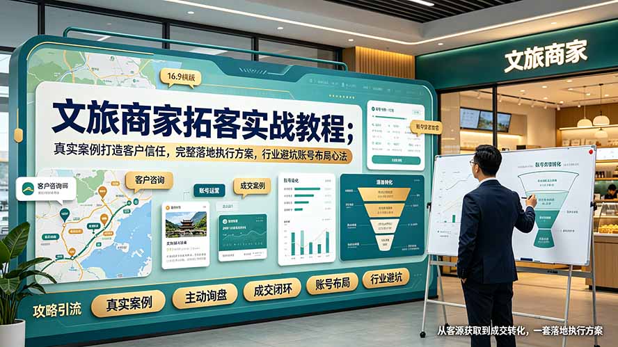 文旅商家拓客实战教程;真实案例打造客户信任,完整落地执行方案,行业避坑账号布局心法-热点1站 - 热点知汇专注网赚项目资源知识聚汇