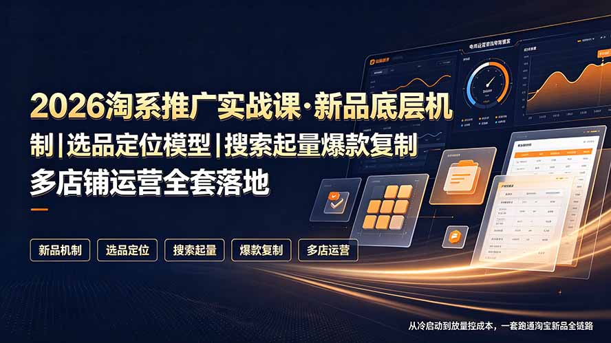2026淘系推广实战课·新品底层机制|选品定位模型|搜索起量爆款复制多店铺运营全套落地教程-热点1站 - 热点知汇专注网赚项目资源知识聚汇