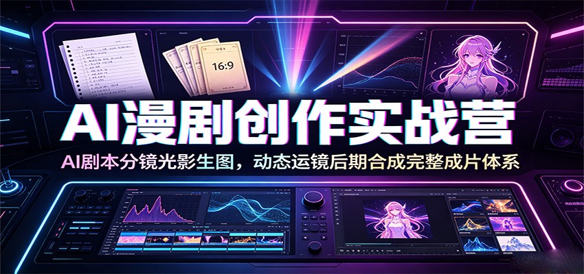 AI漫剧创作实战营:AI剧本分镜光影生图,动态运镜后期合成完整成片体系-热点1站 - 热点知汇专注网赚项目资源知识聚汇