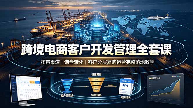 跨境电商客户开发管理全套课·拓客渠道|询盘转化|客户分层复购运营完整落地教学-热点1站 - 热点知汇专注网赚项目资源知识聚汇