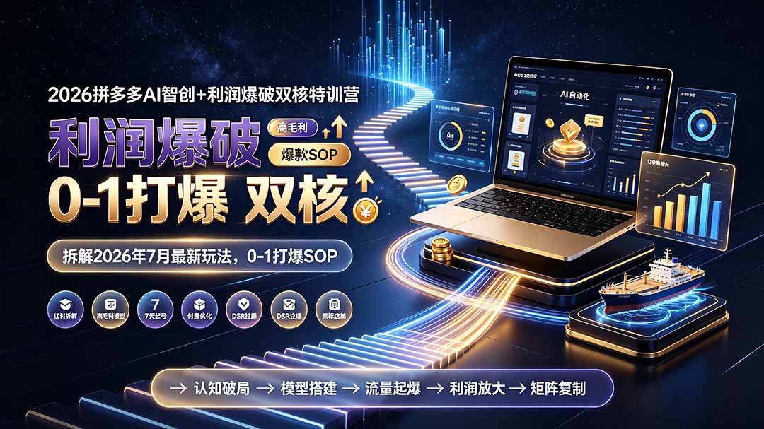 2026拼多多AI智创+利润爆破双核特训营-拆解2026年7月最新玩法,0-1打爆SOP-热点1站 - 热点知汇专注网赚项目资源知识聚汇