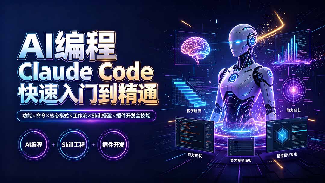 AI编程 Claude Code快速入门到精通:功能×命令×核心模式×工作流×Skill搭建×插件开发全技能-热点1站 - 热点知汇专注网赚项目资源知识聚汇