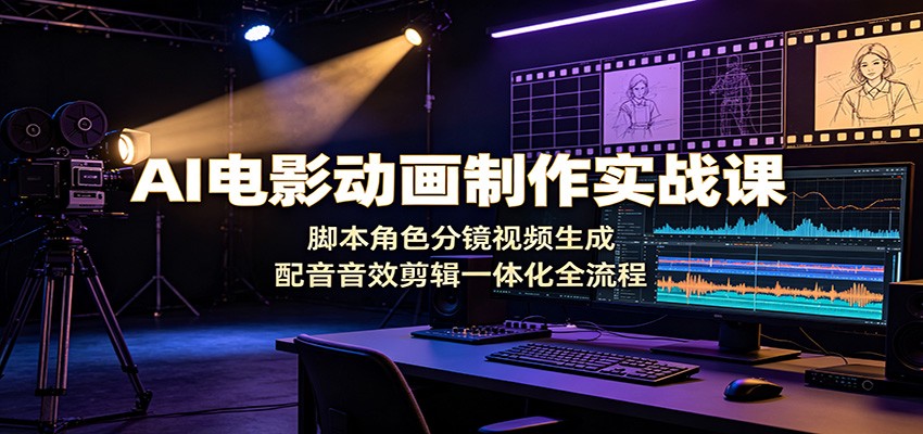 AI电影动画制作实战课:脚本角色分镜视频生成,配音音效剪辑一体化全流程-热点1站 - 热点知汇专注网赚项目资源知识聚汇