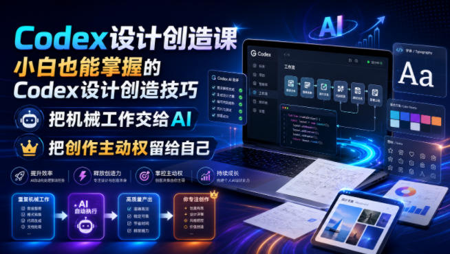 Codex设计创造课,小白也能掌握的Codex设计创造技巧,把机械工作交给AI,把创作主动权留给自己-热点1站 - 热点知汇专注网赚项目资源知识聚汇