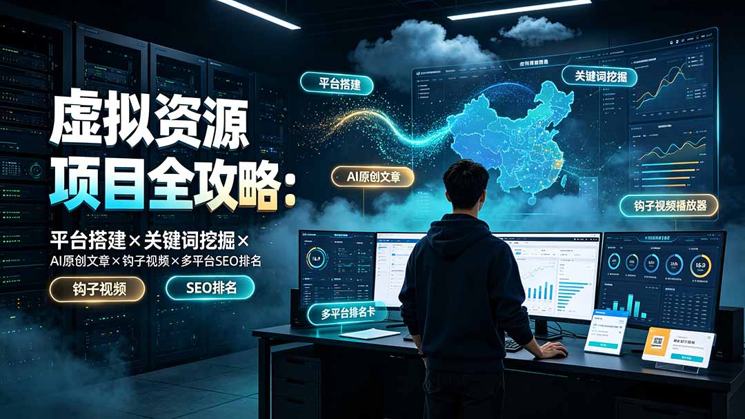 虚拟资源项目全攻略:平台搭建×关键词挖掘×AI原创文章×钩子视频×多平台SEO排名-热点1站 - 热点知汇专注网赚项目资源知识聚汇
