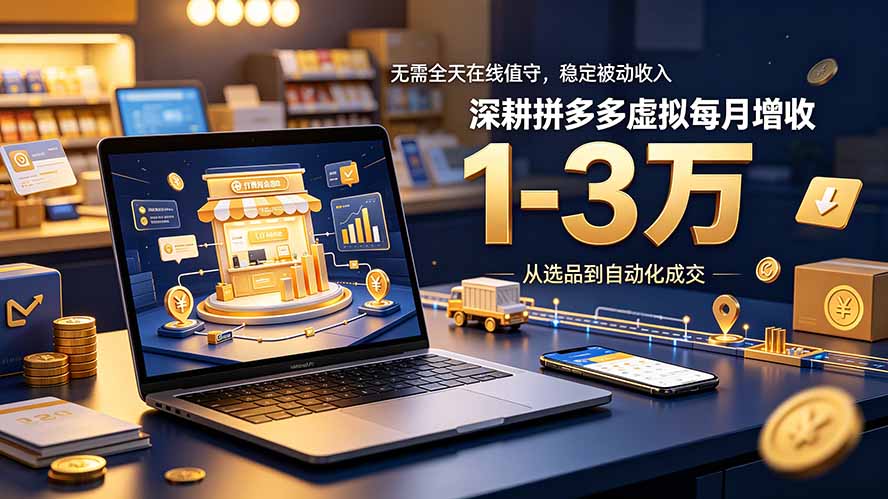 无需全天在线值守,稳定被动收入,深耕拼多多虚拟每月增收 1-3 万-热点1站 - 热点知汇专注网赚项目资源知识聚汇
