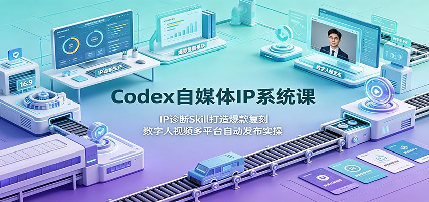 Codex自媒体IP系统课:IP诊断Skill打造爆款复刻,数字人视频多平台自动发布实操-热点1站 - 热点知汇专注网赚项目资源知识聚汇