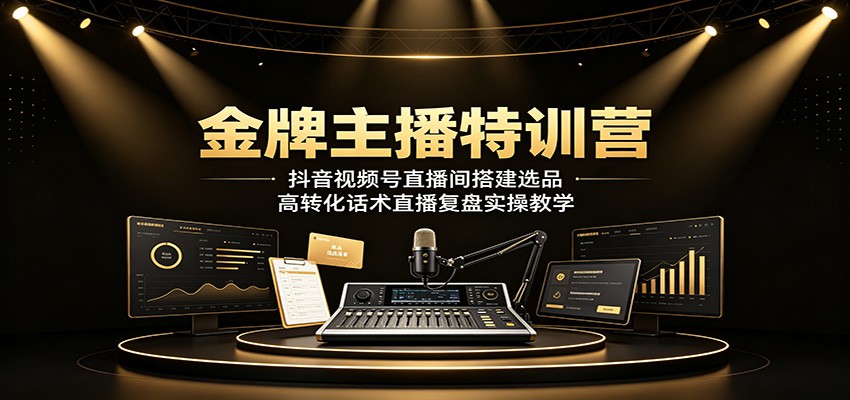 金牌主播特训营:抖音视频号直播间搭建选品,高转化话术直播复盘实操教学-热点1站 - 热点知汇专注网赚项目资源知识聚汇