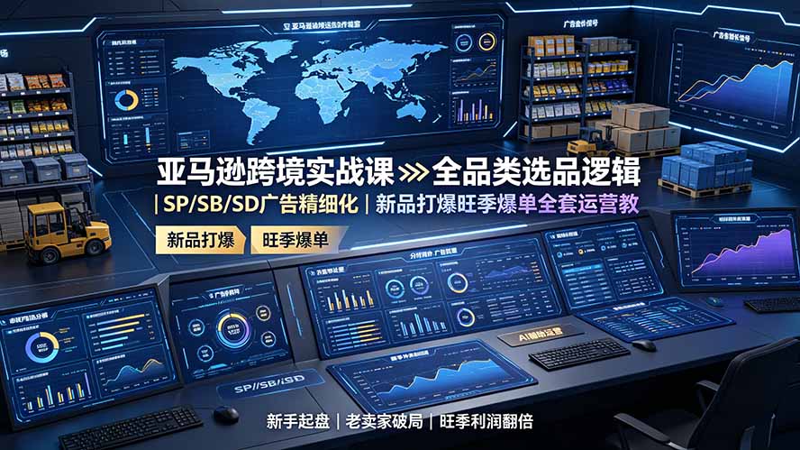 亚马逊跨境实战课:全品类选品逻辑|SP/SB/SD广告精细化|新品打爆旺季爆单全套运营教程-热点1站 - 热点知汇专注网赚项目资源知识聚汇