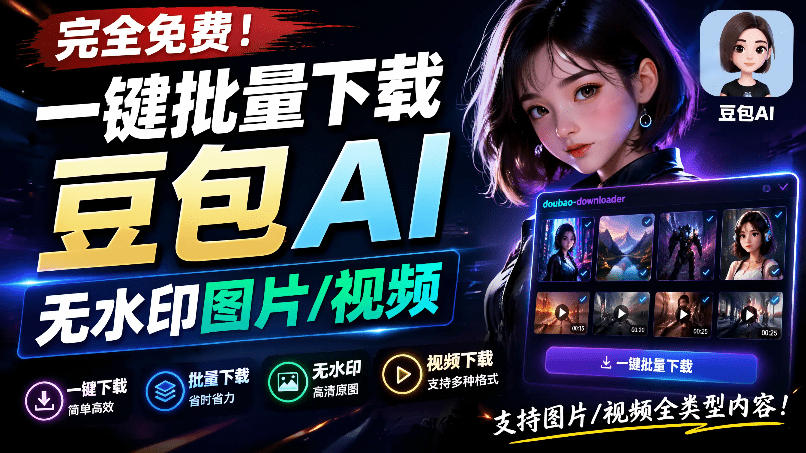 Github最新发布!一键批量下载豆包AI无水印图片/视频,简单易用,自动解析提示词,doubao-downloader-热点1站 - 热点知汇专注网赚项目资源知识聚汇
